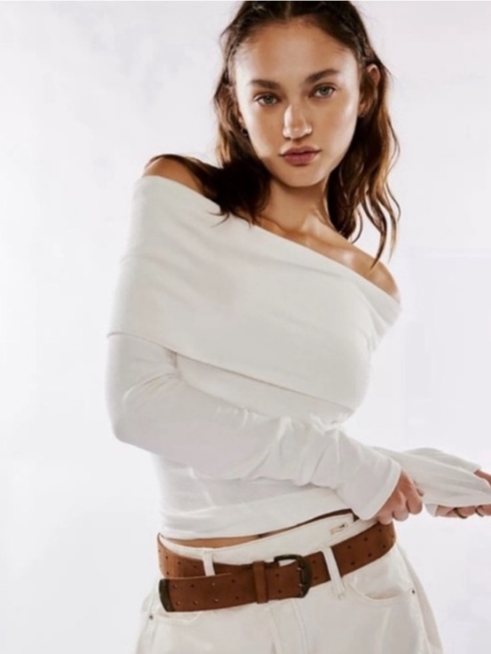 We the Free Off the Shoulder White Top